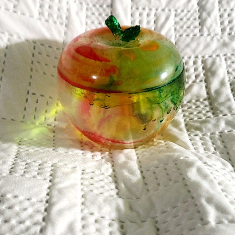 Handcrafted Beautiful resin apple made with naked fusion epoxy it's food grade